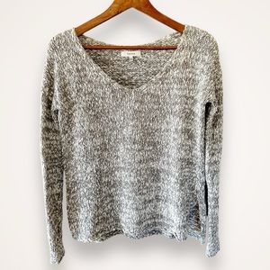 Talula Open-Knit Gray Heathered Cotton Blend Sweater